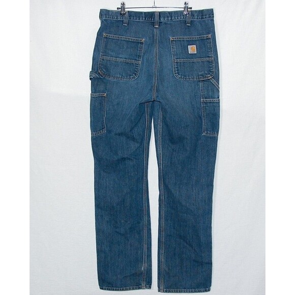 Carhartt Relaxed Fit Double Knee Denim Jeans 30x30 Blue 103328 966 *Distressed - Picture 6 of 12